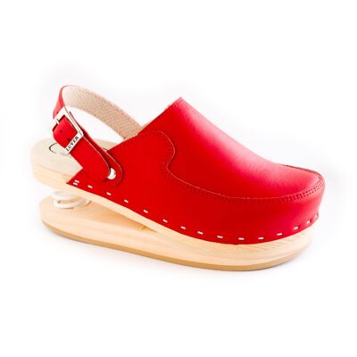 127-A Red Wooden clog with spring