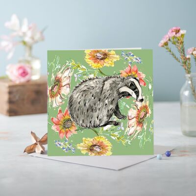 Cottage Floral Badger Carte de vœux