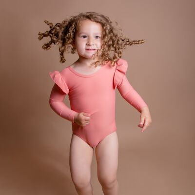 Girl's one-piece swimsuit "Salmon" anti UV UPF50 +
