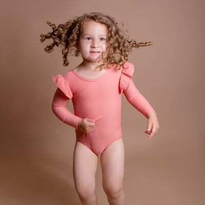 Maillot de bain une pièce fille "Saumon" anti UV UPF50+