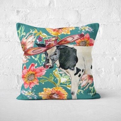 Cottage Floral Cow Cushion