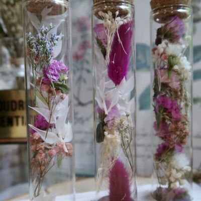 Trio of flowery vials