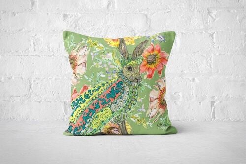 Cottage Floral Ornate Hare Cushion