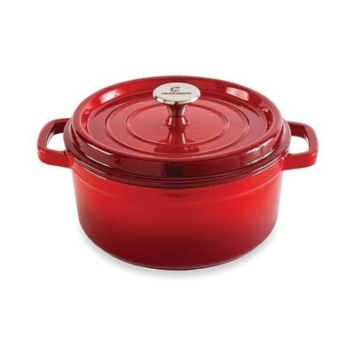 Round cast iron casserole dish 24 cm 3.7 L red Mathon