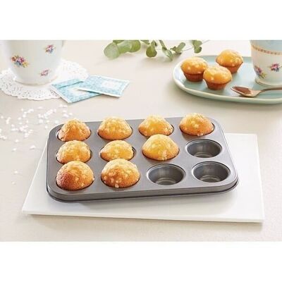 Tray of 12 steel mini muffins with non-stick coating 26 cm Mathon