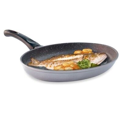 Ovale Fischpfanne mit steinharter Beschichtung 34 cm Mathon