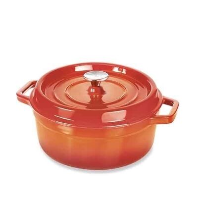 Cocotte rotonda in ghisa 28 cm 5,6 L colore arancione Mathon