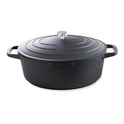 Lightweight oval cast aluminum casserole dish 32 cm 6.5 L color black Mathon