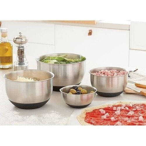 Buy wholesale Set of 4 small stainless steel bowls with silicone base 10.5  to 17 cm Mathon