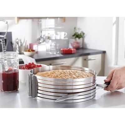 Stainless steel extendable sponge cake slicing ring 24 to 30 cm Mathon