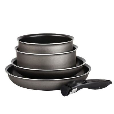Set 2 frying pans and 2 non-stick saucepans Délice and removable handle Mathon
