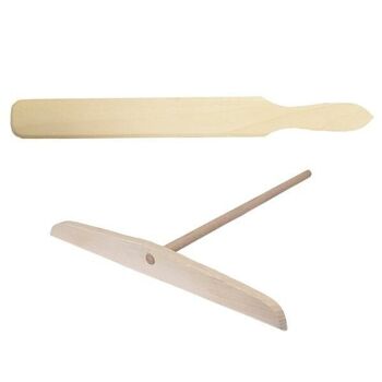 Kit crêpes spatule et râteau en bois blanc Mathon 1
