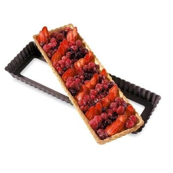 Moule à tarte amovible rectangle acier revêtu anti-adhérent bords cannelés 36 cm Mathon 1