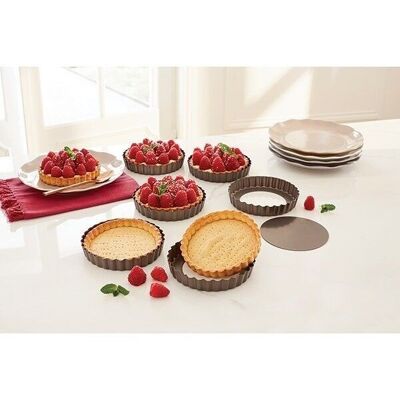 Set of 6 tartlet molds with removable bottom steel non-stick coating 12 cm Mathon