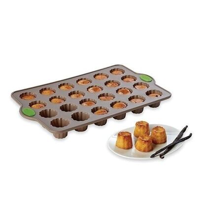Rigiflex Tray of 24 silicone mini-canelés with steel structure 34 cm Mathon