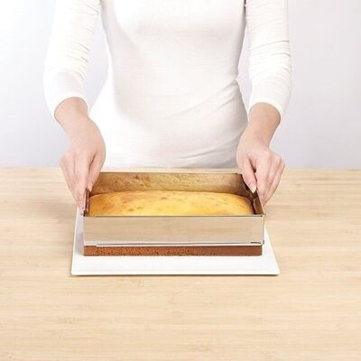 Stainless steel expandable cake rectangle 25 to 46 cm Mathon