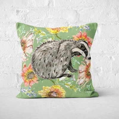 Coussin de blaireau à fleurs Cottage