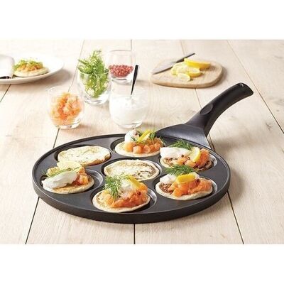 Skillet 7 mini blinis or pancakes induction cast iron 26.5 cm Mathon