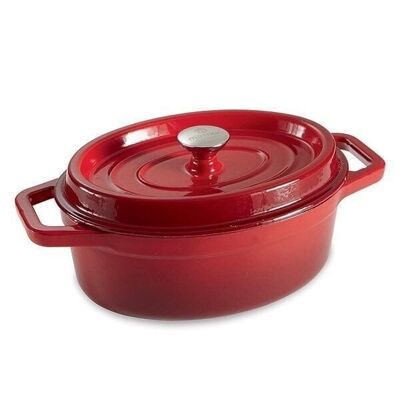 Oval cast iron casserole dish 29 cm 4 L red Mathon