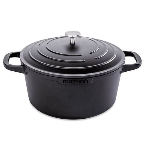 Cocotte légère ronde en fonte d'aluminium 24 cm 4,5 L coloris noir Mathon