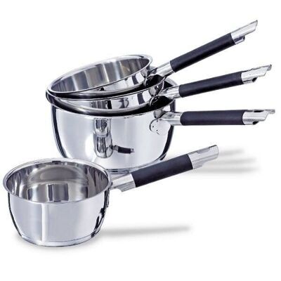 Set of 4 Rapid Cook stainless steel saucepans 14 to 20 cm Mathon