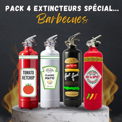 Pack Barbacoa - 4 extintores / Regalos especiales San Valentín para hombre / Regalo San Valentín Hombre