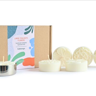 Large tea lights. European rapeseed wax - Flowers