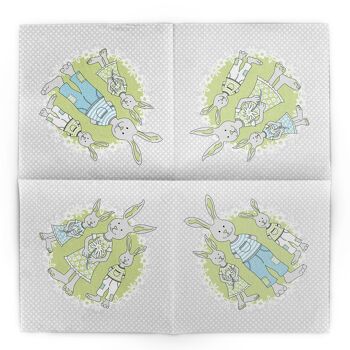 Serviette de table Family Bommel en vert-gris en Linclass® Airlaid 40 x 40 cm, 50 pièces 4