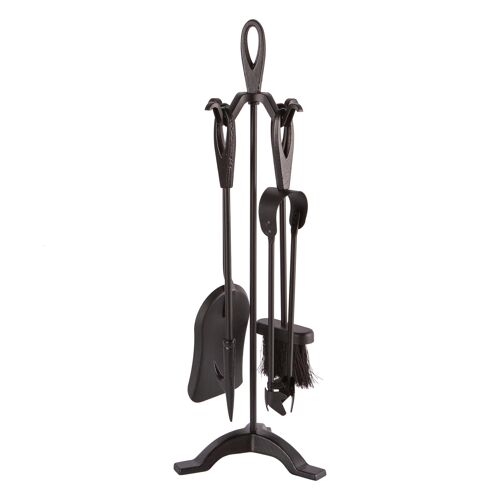 5pc Black 'Slindon' Fireside Companion Set - By Hammer & Tongs