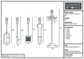 Ensemble de 5 compagnons de cheminée « Slindon » noirs – Par Hammer & Tongs 7