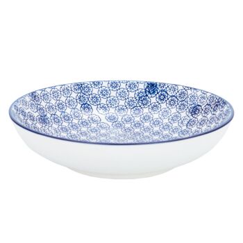 Bol à pâtes en porcelaine à motifs Nicola Spring - Fleur bleue 1