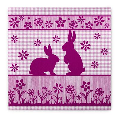 Napkin Joni Rabbits in berry from Linclass® Airlaid 40 x 40 cm, 50 pieces