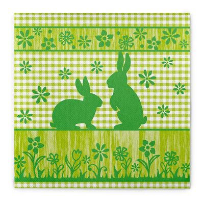Serviette de table Joni Rabbits en vert de Linclass® Airlaid 40 x 40 cm, 50 pièces