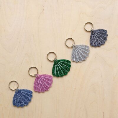 GLITTER SHELL KEY RING