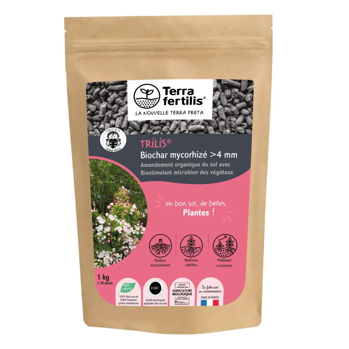 Trilis Mykorrhiza-Biokohle >4 mm Biostimulans - 1-kg-Sack