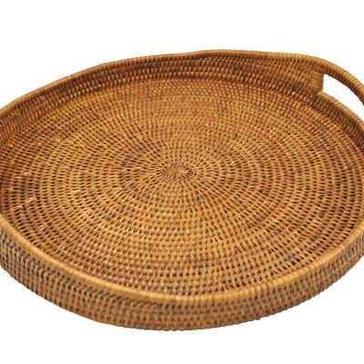 Thibaw L curved tray in honey rattan