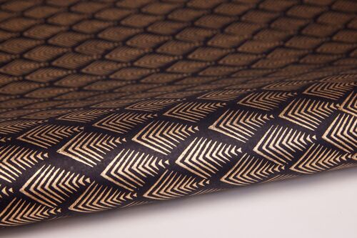 Hand Block Printed Gift Wrap Sheet - Gatsby Black