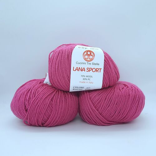 Lana Sport Cucirini Tre Stelle 32 Colorazioni - 10 Gomitoli - Fucsia 417