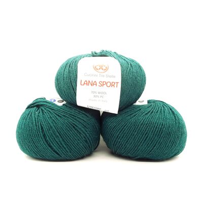 Lana Sport Cucirini Tre Stelle 32 Colorazioni - 10 Gomitoli - Verde Abete 416