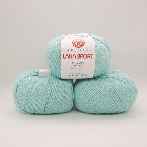 Lana Sport Cucirini Tre Stelle 32 Colorazioni - 10 Gomitoli - Verde Acqua 131