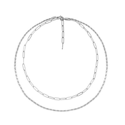 Layered Chain Necklace - Silver
