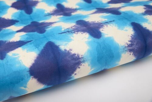 Hand Tie Dyed Gift Wrap Sheet - Pyramidal Turquoise/Navy