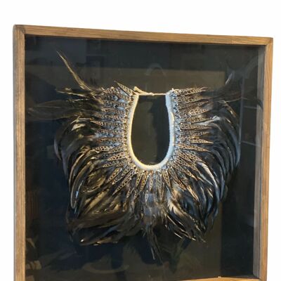 Handmade framed Feather & Shell necklace