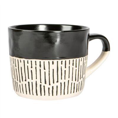 Nicola Spring Tasse à café en céramique trempée Dash - 450 ml - Noir