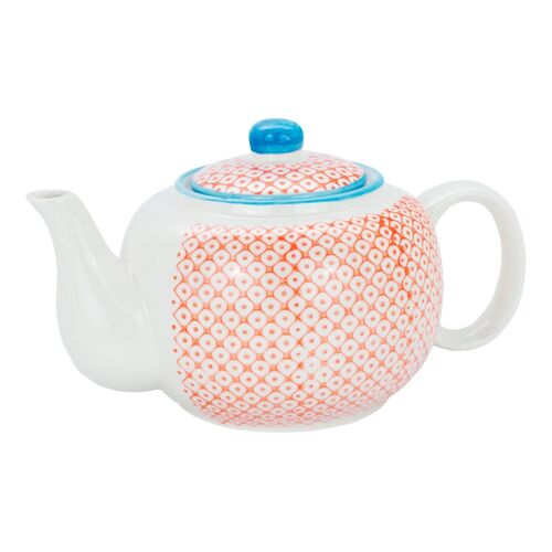 Nicola Spring Patterned Porcelain Teapot - Orange