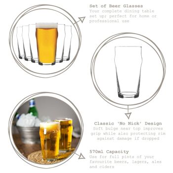 Verre à Bière Classique Rink Drink - 570ml - Transparent 3