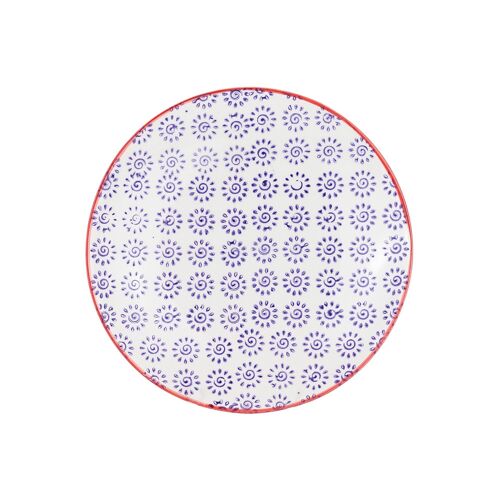 Nicola Spring Patterned Dessert Side Plate - 180mm - Purple and Red