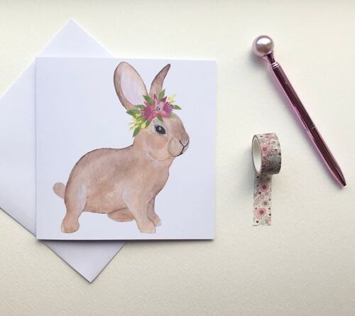 Bunny Rabbit Floral Greetings Card