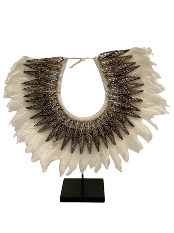 Collier plume et coquillage fait main (2204) 1