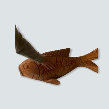 Sculpture de poisson sculptée à la main du Mozambique - L (02) 2